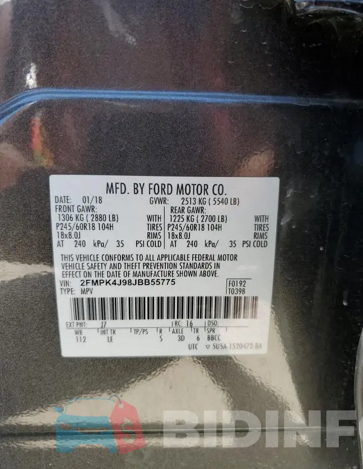 2FMPK4J98JBB55775 Photo# 13