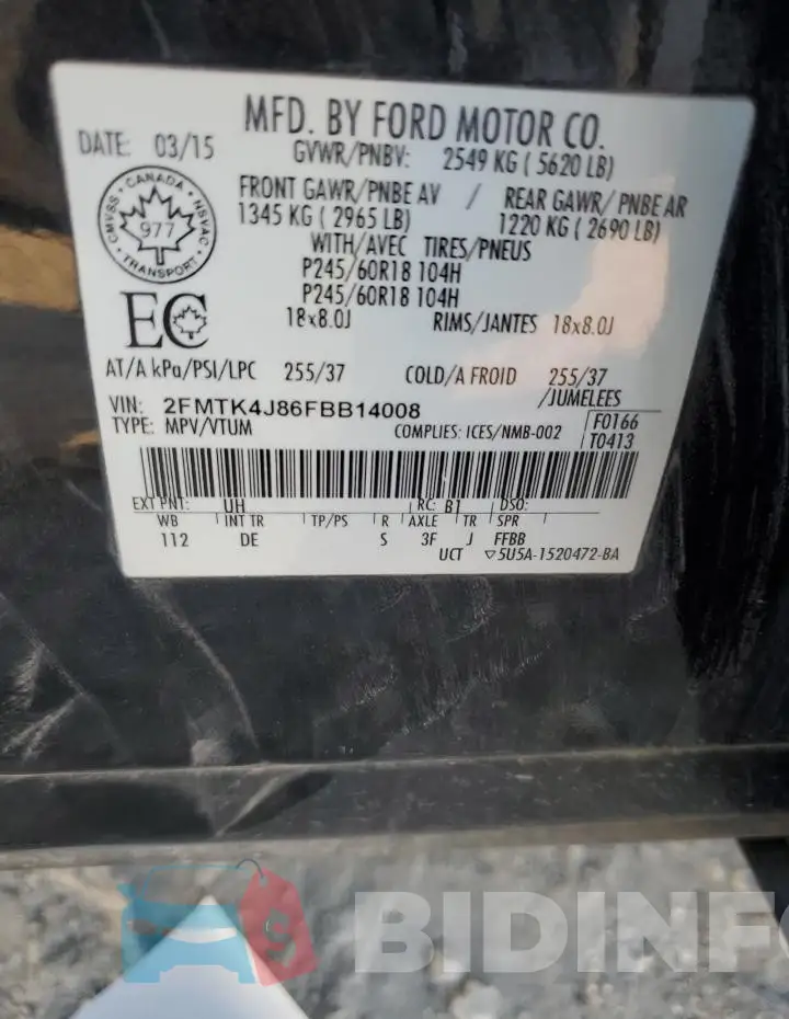 2FMTK4J86FBB14008 Photo# 14