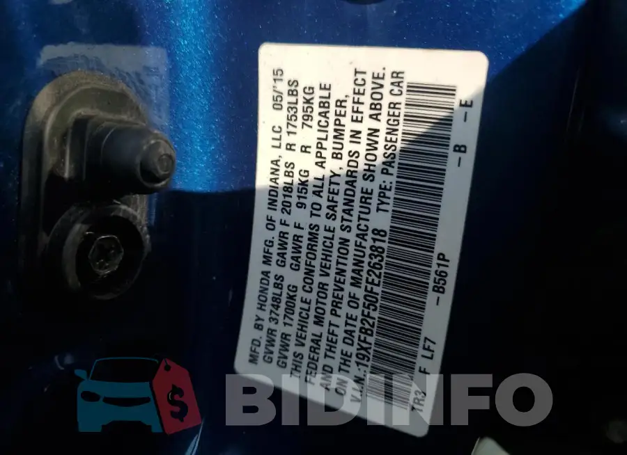 19XFB2F50FE263818 Photo# 13