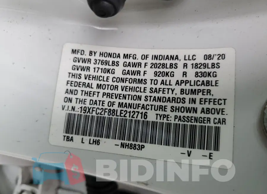 19XFC2F88LE212716 Photo# 12