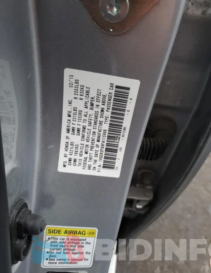 1HGCR2F89FA115986 Photo# 12