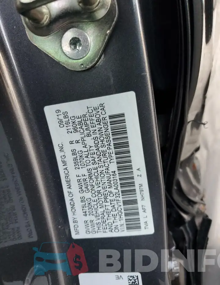 1HGCV1F32LA003164 Photo# 12
