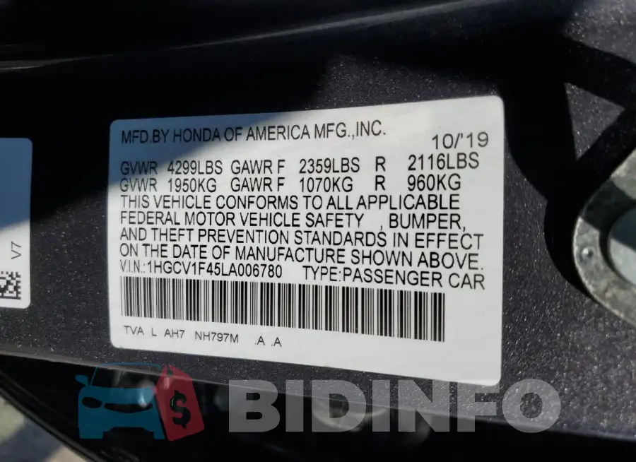 1HGCV1F45LA006780 Photo# 12