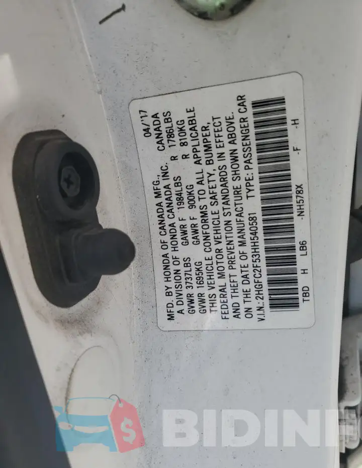 2HGFC2F53HH540581 Photo# 12