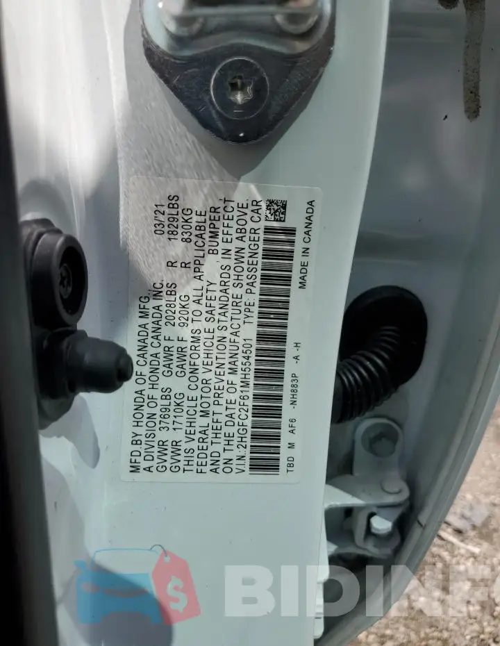 2HGFC2F61MH554501 Photo# 12