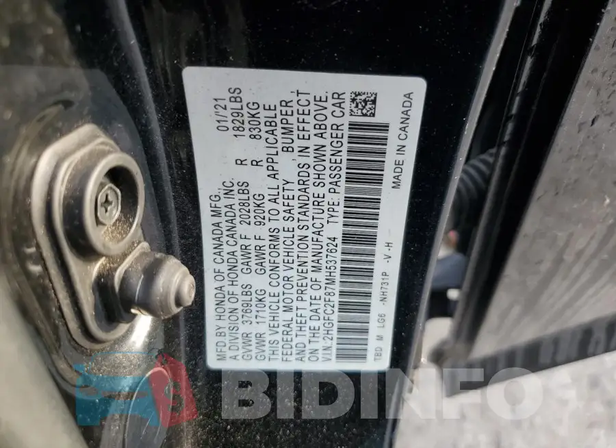 2HGFC2F87MH537624 Photo# 13