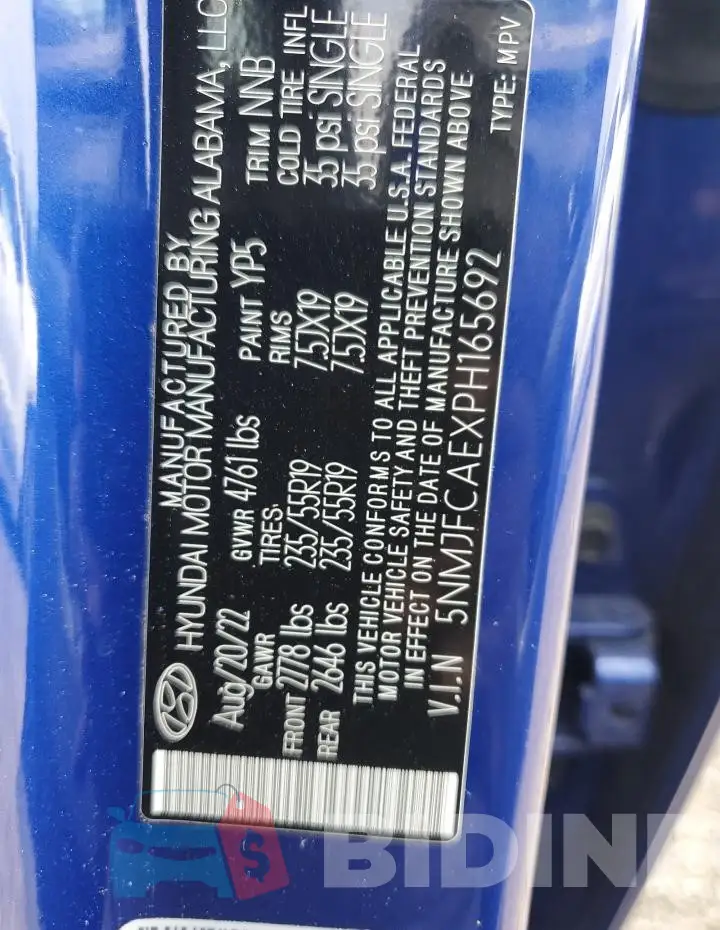 5NMJFCAEXPH165692 Photo# 14