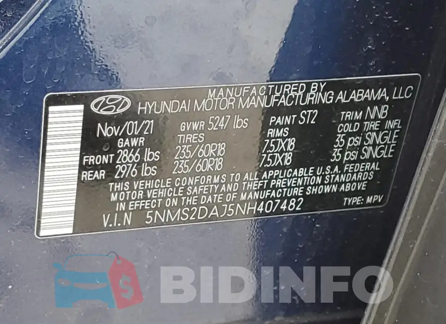 5NMS2DAJ5NH407482 Photo# 13