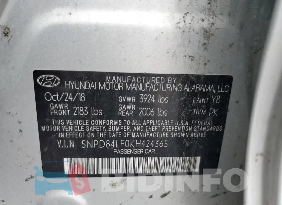 5NPD84LF0KH424365 Photo# 12