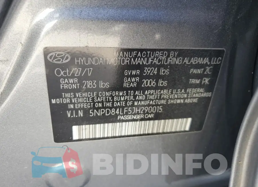 5NPD84LF5JH290015 Photo# 13