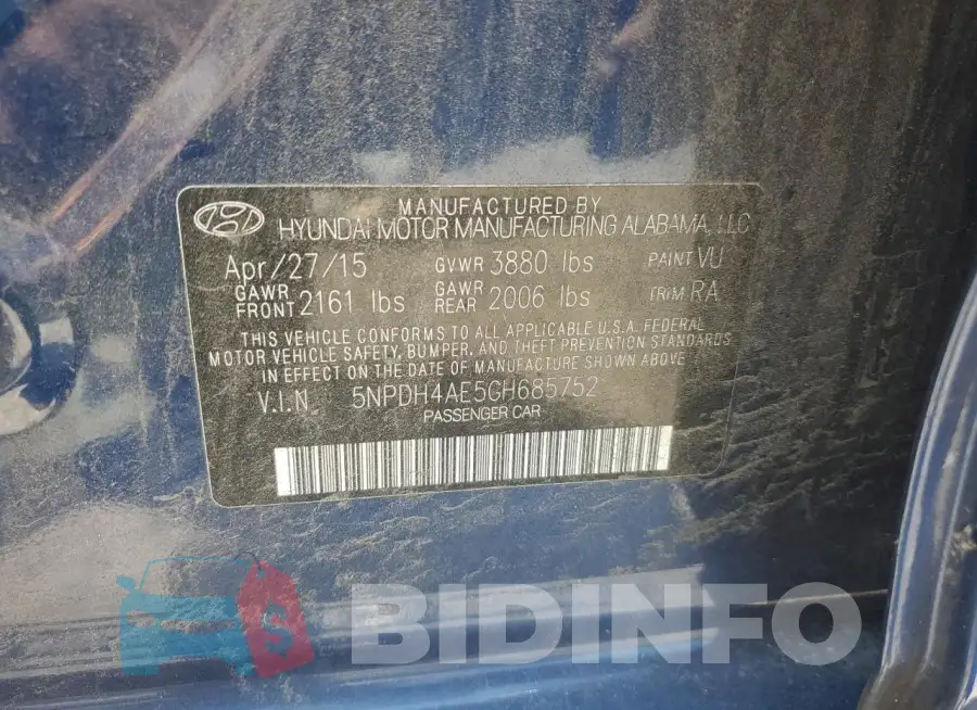 5NPDH4AE5GH685752 Photo# 12