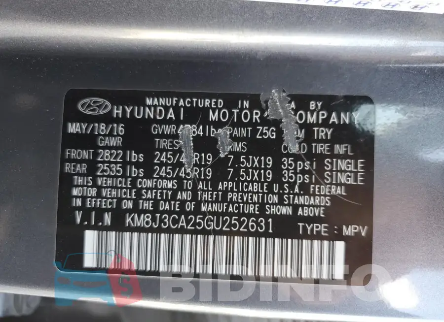 KM8J3CA25GU252631 Photo# 12