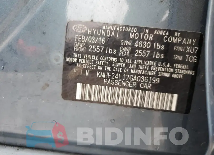 KMHE24L12GA036199 Photo# 12