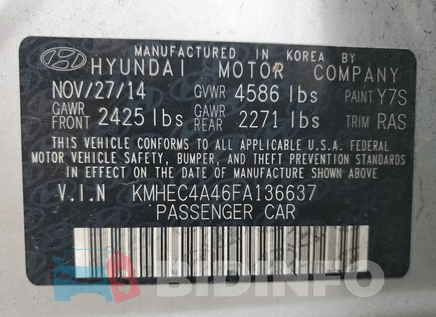 KMHEC4A46FA136637 Photo# 12
