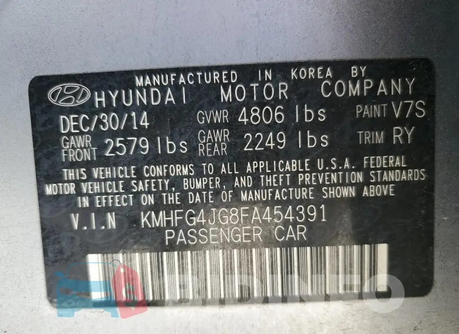 KMHFG4JG8FA454391 Photo# 12