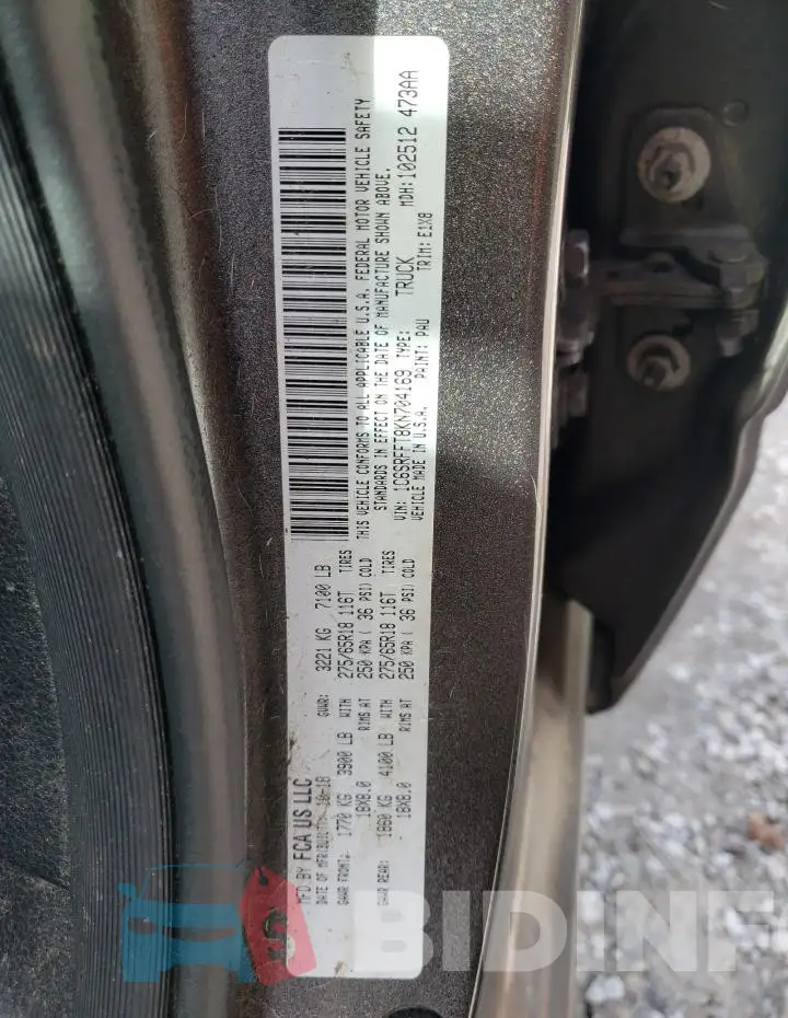 1C6SRFFT8KN704169 Photo# 13