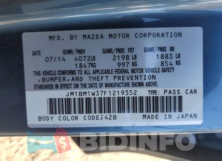 JM1BM1W37F1219352 Photo# 12
