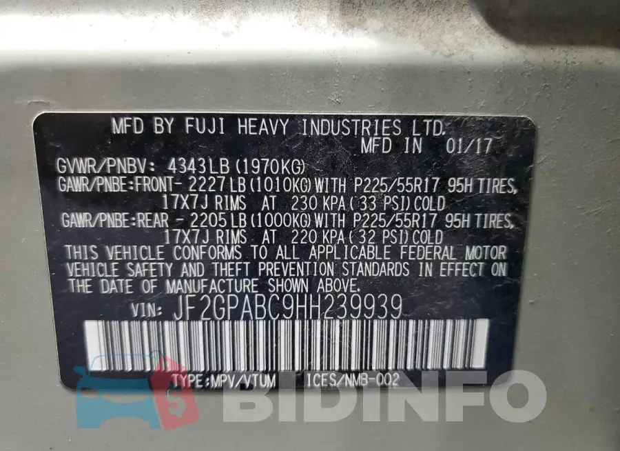 JF2GPABC9HH239939 Photo# 12