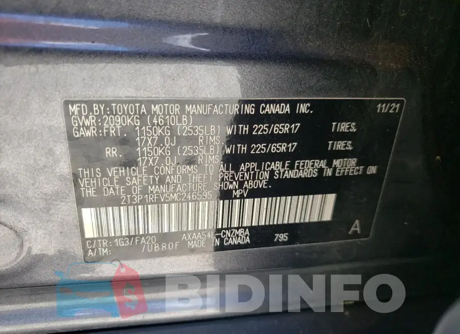 2T3P1RFV5MC246595 Photo# 13