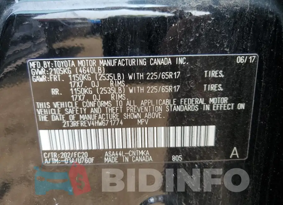 2T3RFREV4HW671774 Photo# 13