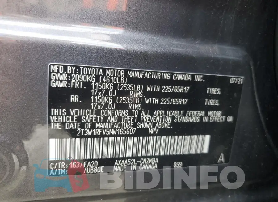 2T3W1RFV5MW165607 Photo# 13