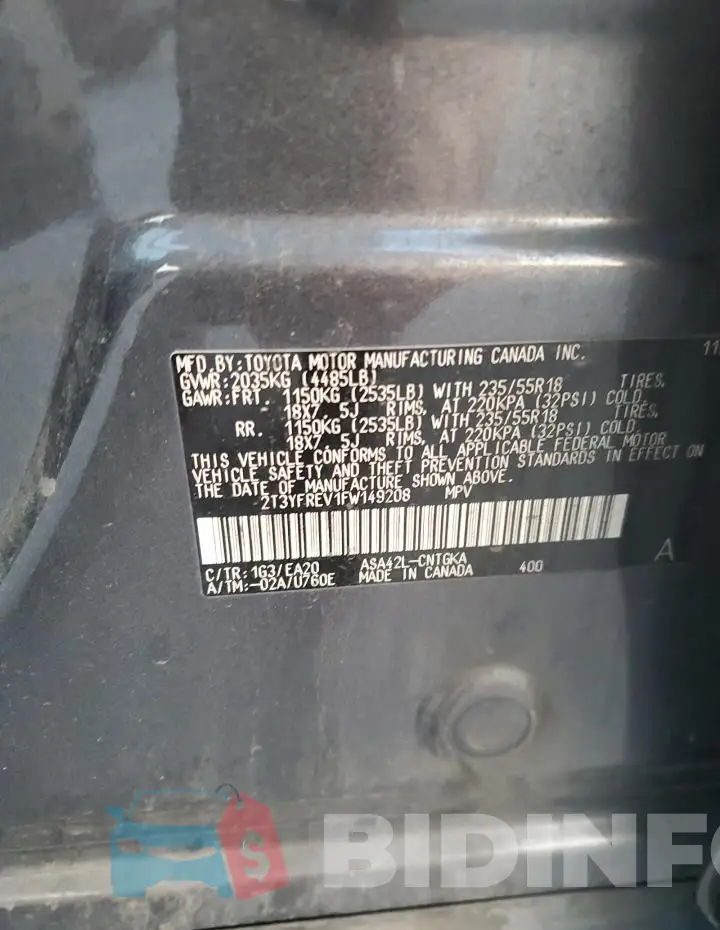 2T3YFREV1FW149208 Photo# 12