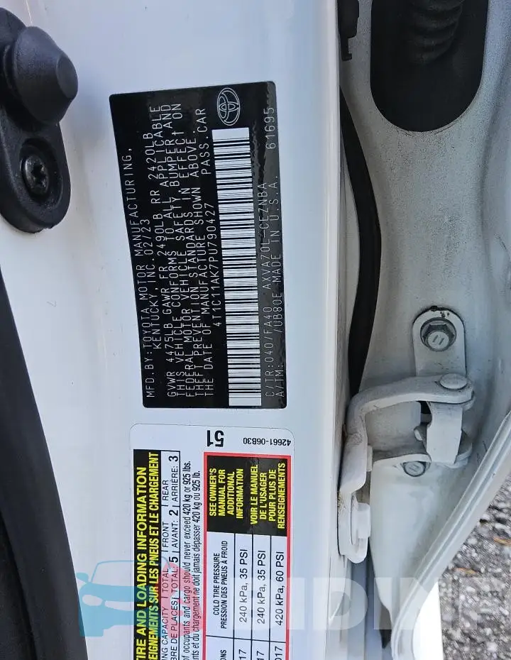 4T1C11AK7PU790427 Photo# 13