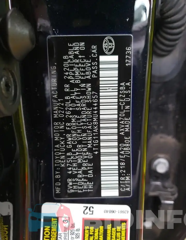4T1G11AK8MU444657 Photo# 12