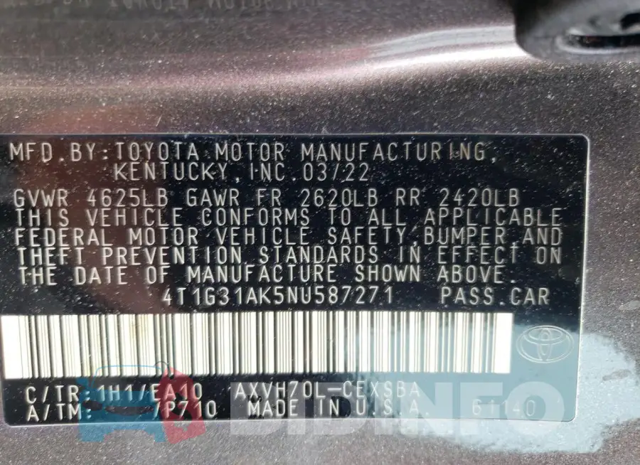 4T1G31AK5NU587271 Photo# 12