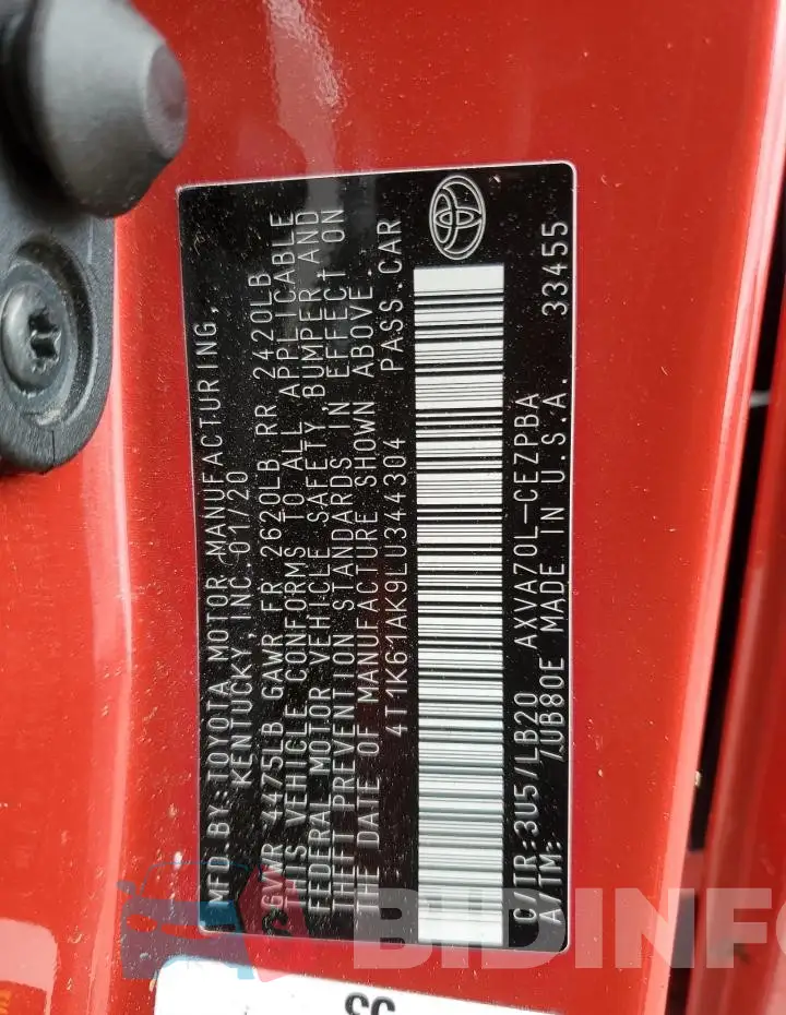 4T1K61AK9LU344304 Photo# 12