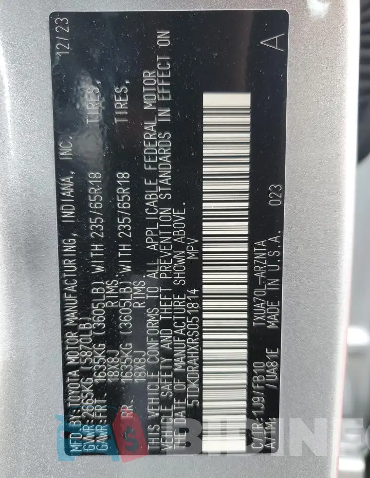 5TDKDRAHXRS051814 Photo# 14