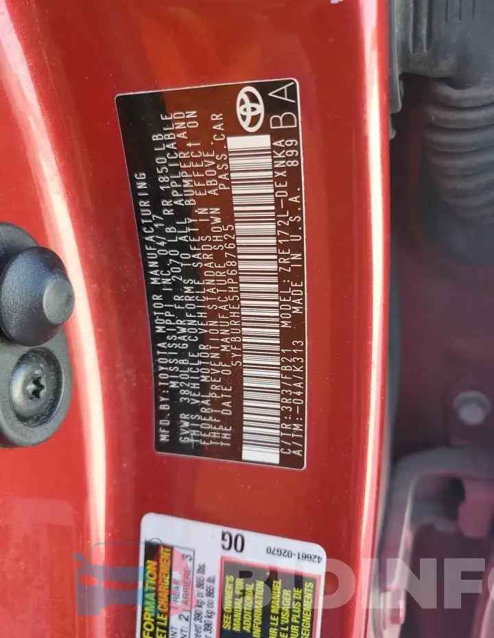 5YFBURHE5HP687625 Photo# 13
