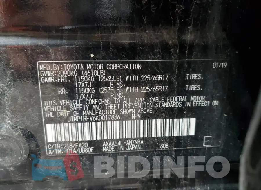 JTMP1RFV6KD017836 Photo# 13