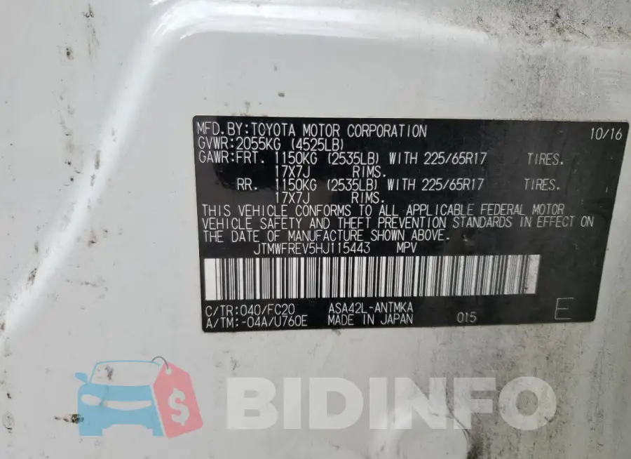 JTMWFREV5HJ115443 Photo# 13