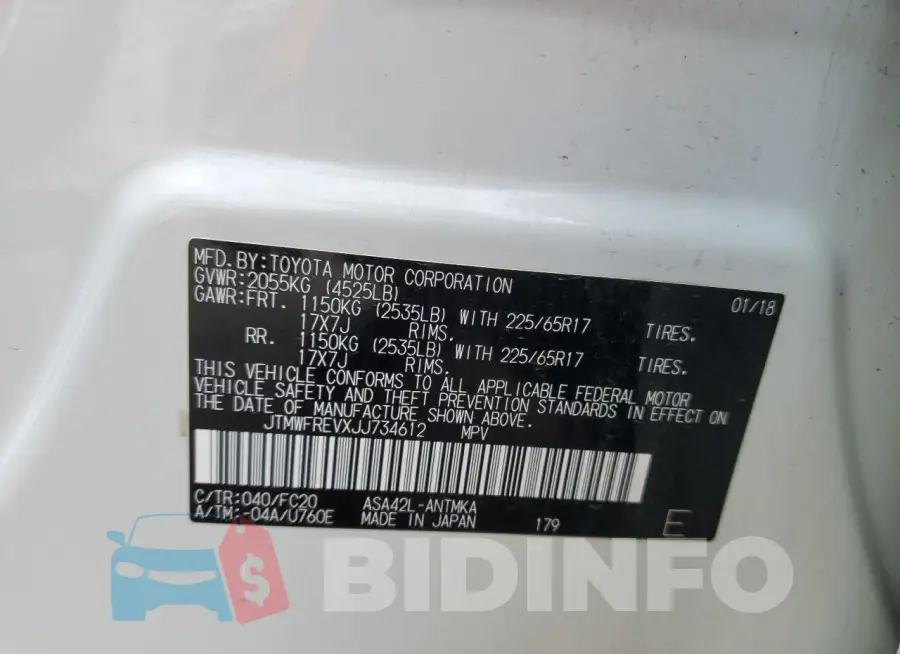 JTMWFREVXJJ734612 Photo# 13