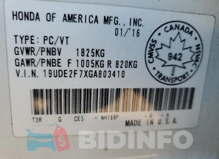19UDE2F7XGA803410 Photo# 12