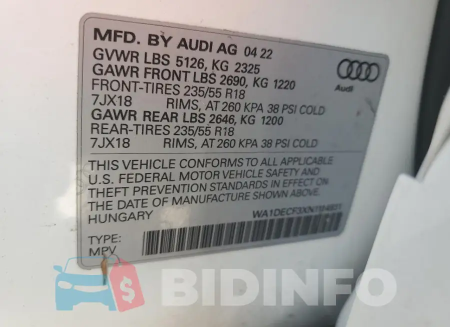 WA1DECF3XN1114931 Photo# 14
