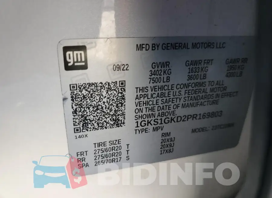 1GKS1GKD2PR169803 Photo# 14