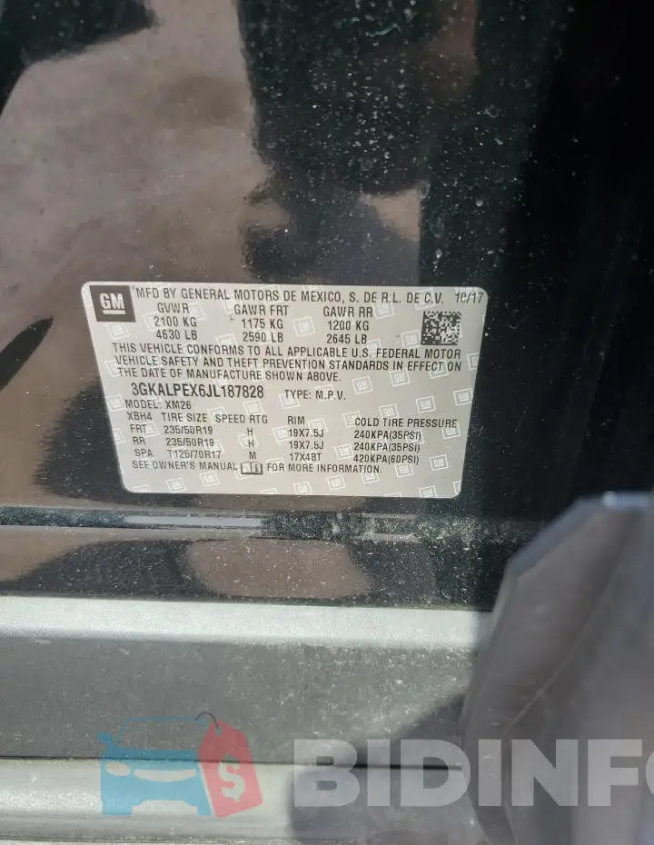 3GKALPEX6JL187828 Photo# 13