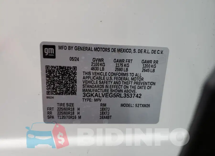 3GKALVEG5RL353742 Photo# 14
