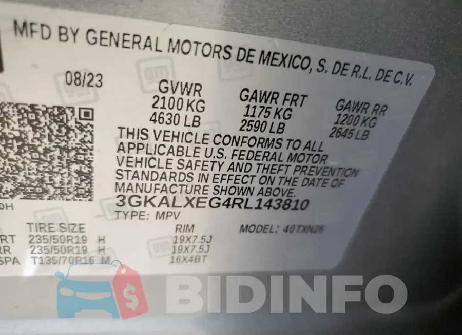 3GKALXEG4RL143810 Photo# 14