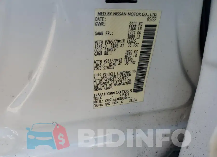 1N6AA1EC8NN107055 Photo# 12