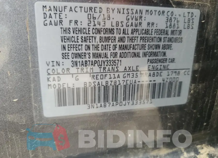3N1AB7AP0JY333571 Photo# 12