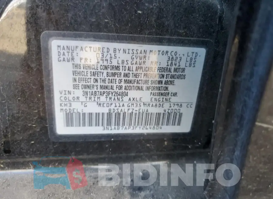 3N1AB7AP3FY264804 Photo# 12