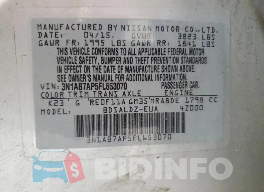 3N1AB7AP5FL653070 Photo# 12