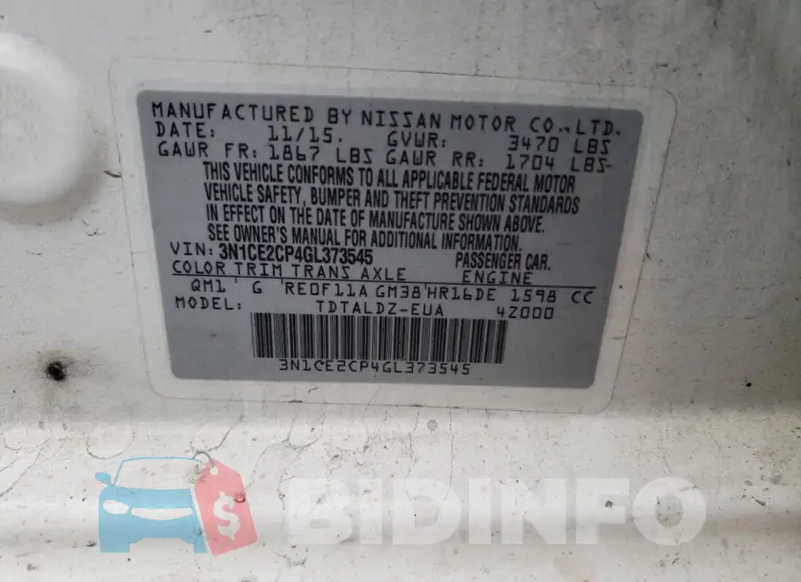 3N1CE2CP4GL373545 Photo# 12
