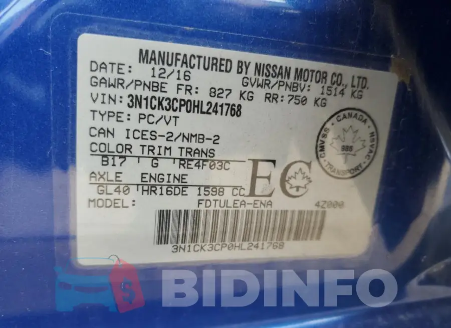3N1CK3CP0HL241768 Photo# 13
