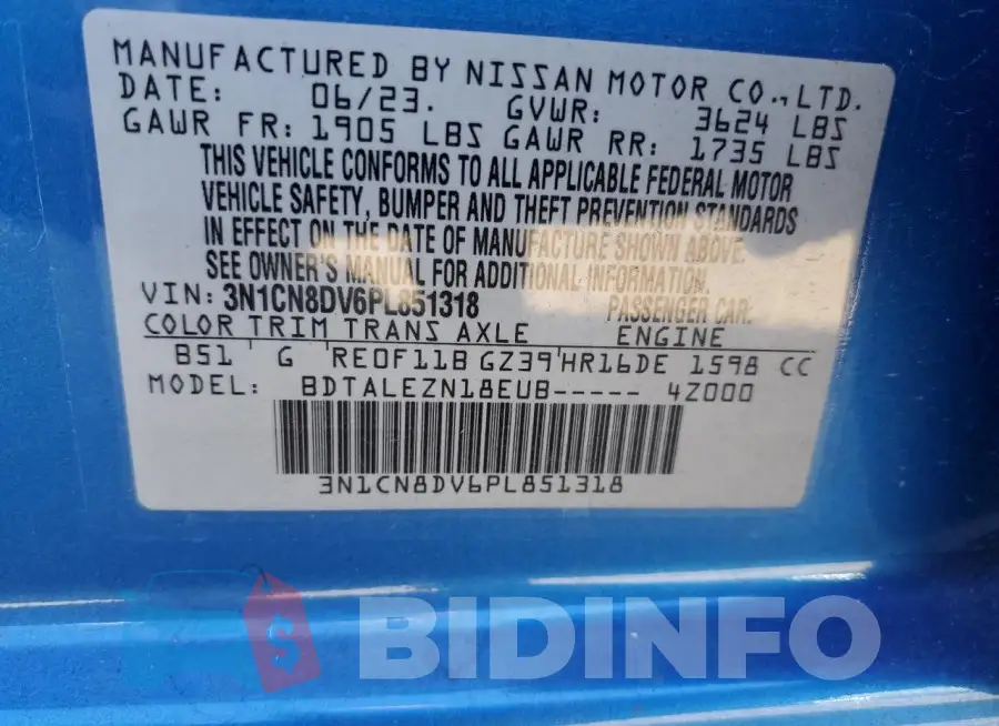 3N1CN8DV6PL851318 Photo# 12