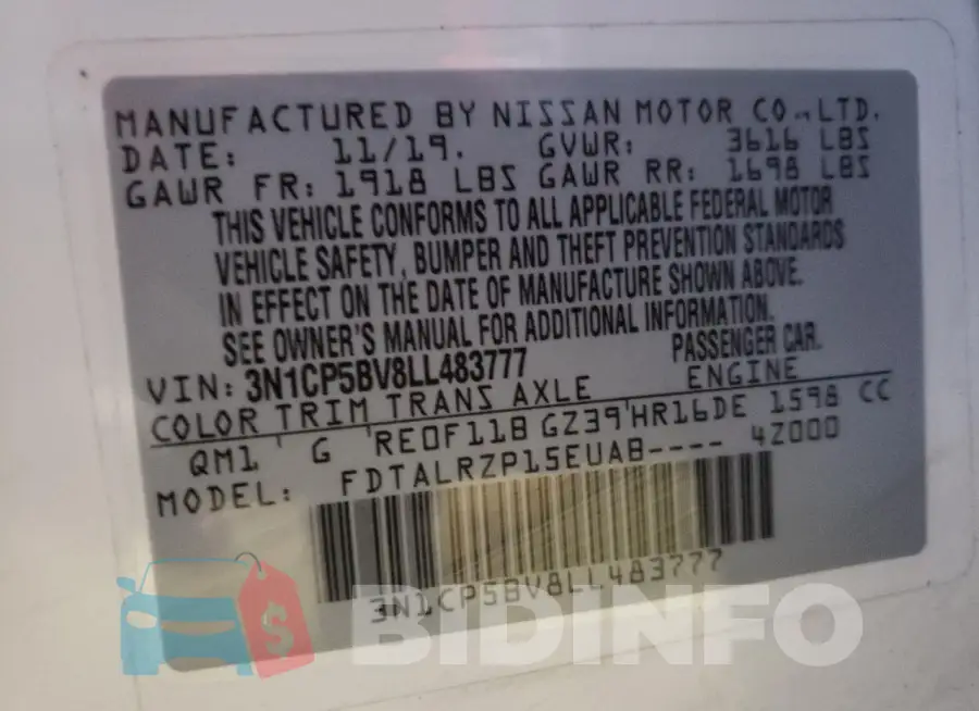 3N1CP5BV8LL483777 Photo# 14
