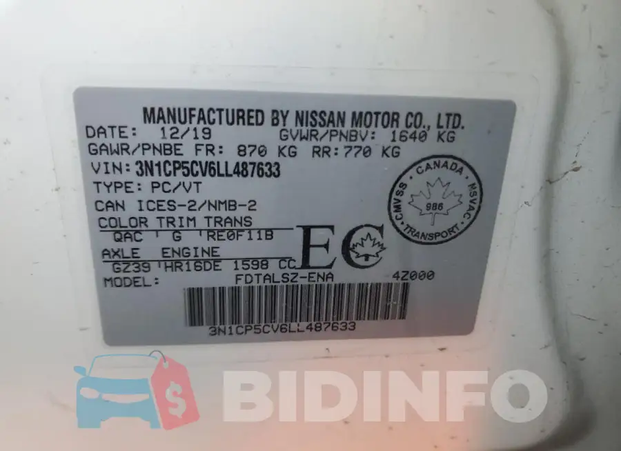 3N1CP5CV6LL487633 Photo# 12